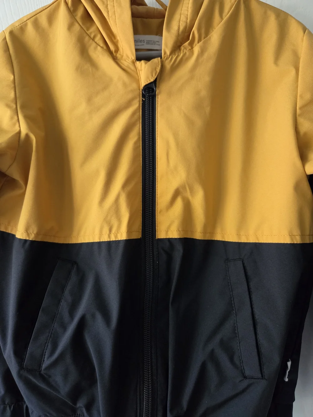 Kids Two-Tone Hooded Windbreaker Jacket - Yellow/Black